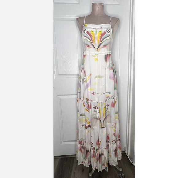 Free People watercolor Maxi Dress Sz 10 - Picture 1 of 15